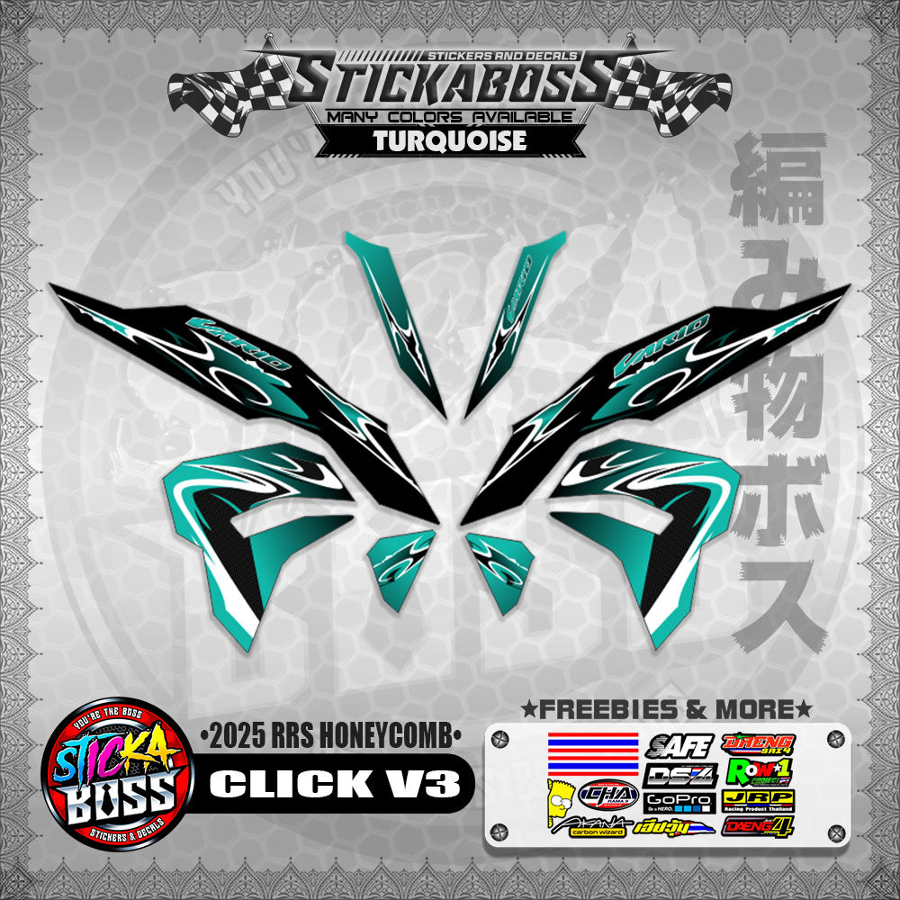 CLICK V3 INDO STICKER DECALS ( 2025 RRS HONEYCOMB )【WITH FREEBIES】