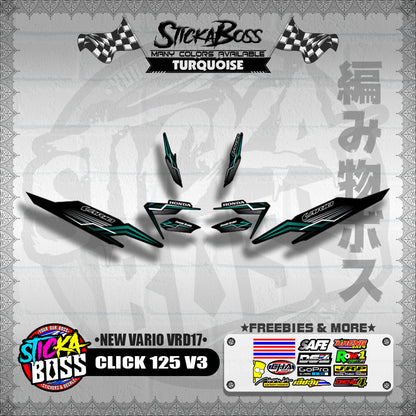 CLICK 125 V3 DECALS ( NEW VARIO VRD17 ) [PREMIUM GLOSSY LAMINATED ]【WITH FREEBIES】