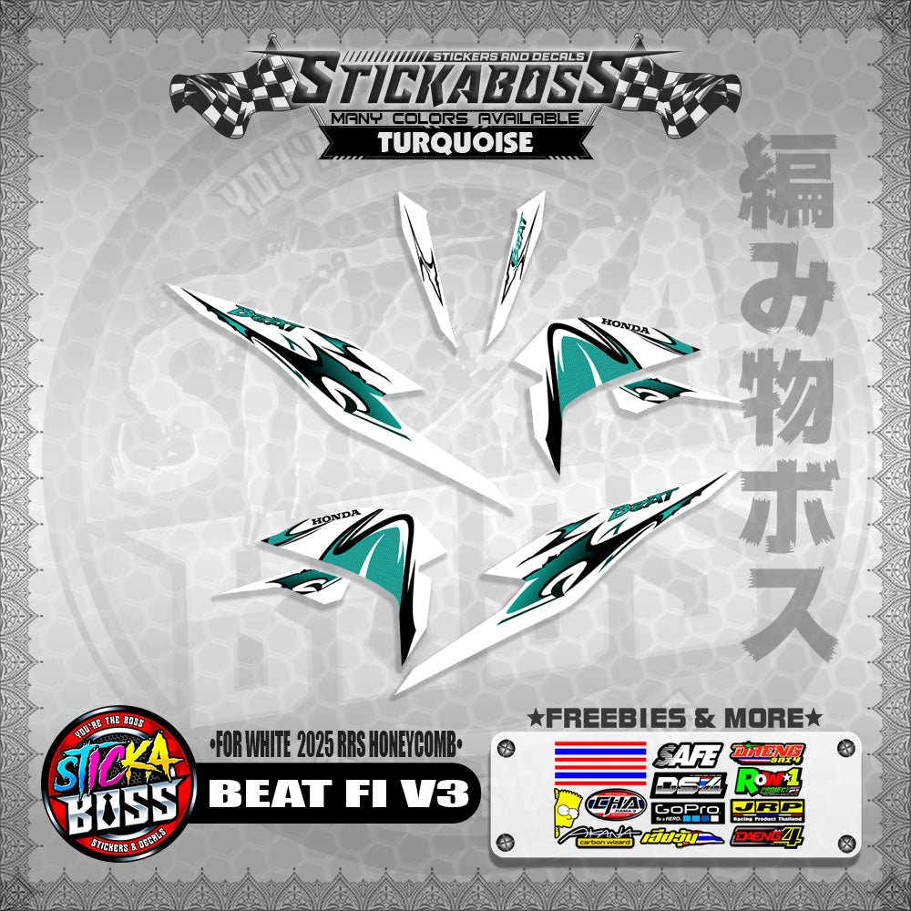 BEAT FI V3 INDO STICKER DECALS ( FOR WHITE  2025 RRS HONEYCOMB )【WITH FREEBIES】