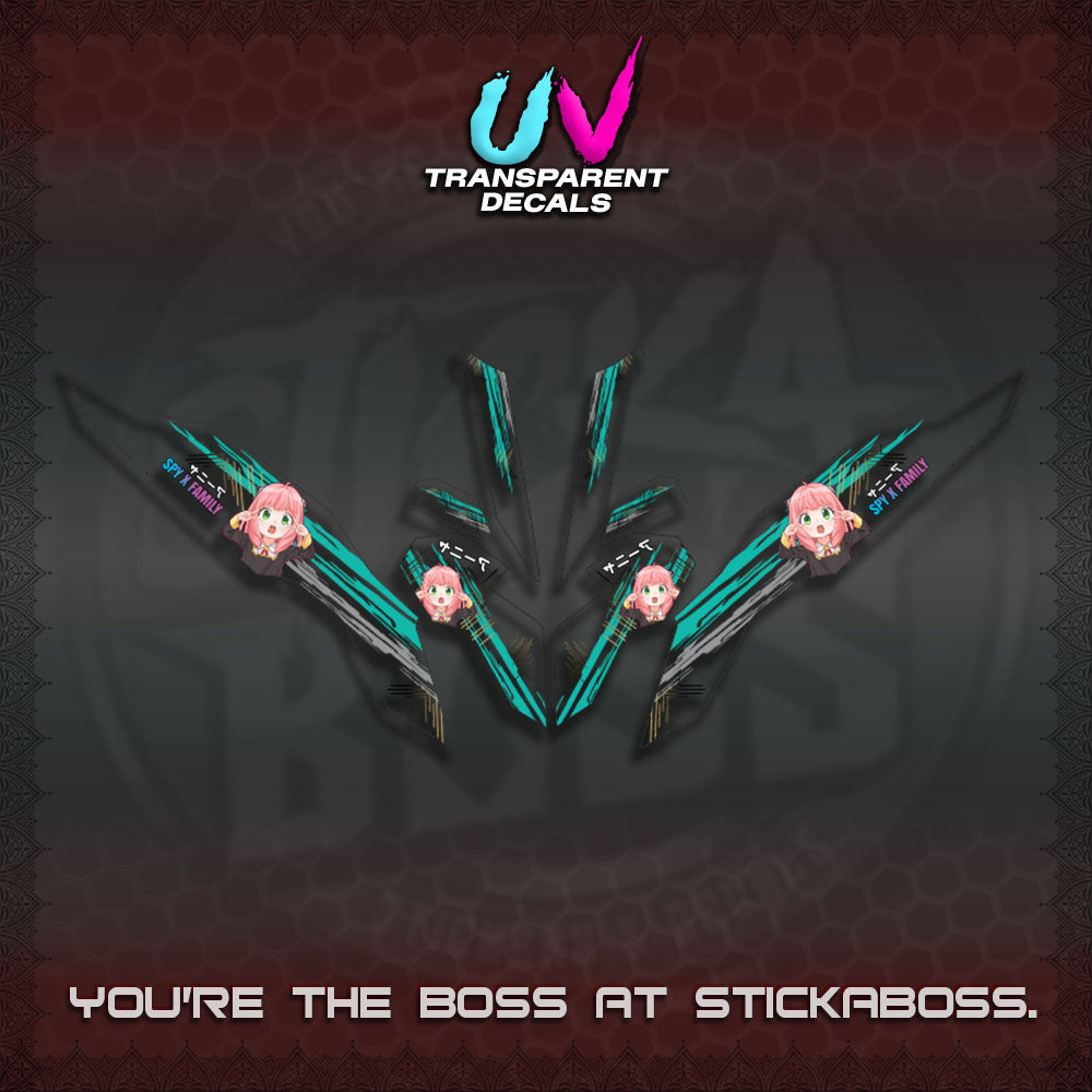 【PREMIUM UV PRINT】TRANSPARENT CLICK V3   DECALS (ANYA MOTIF DESIGN)STICKER DECALS By STICKABOSS