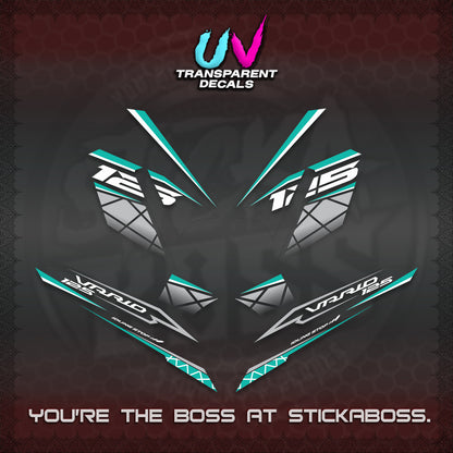 CLICK 125 V4 VARIO UV TRANSPARENT DECALS (2026 MODERN STRIPE DESIGN) STICKER KITS BY STICKABOSS