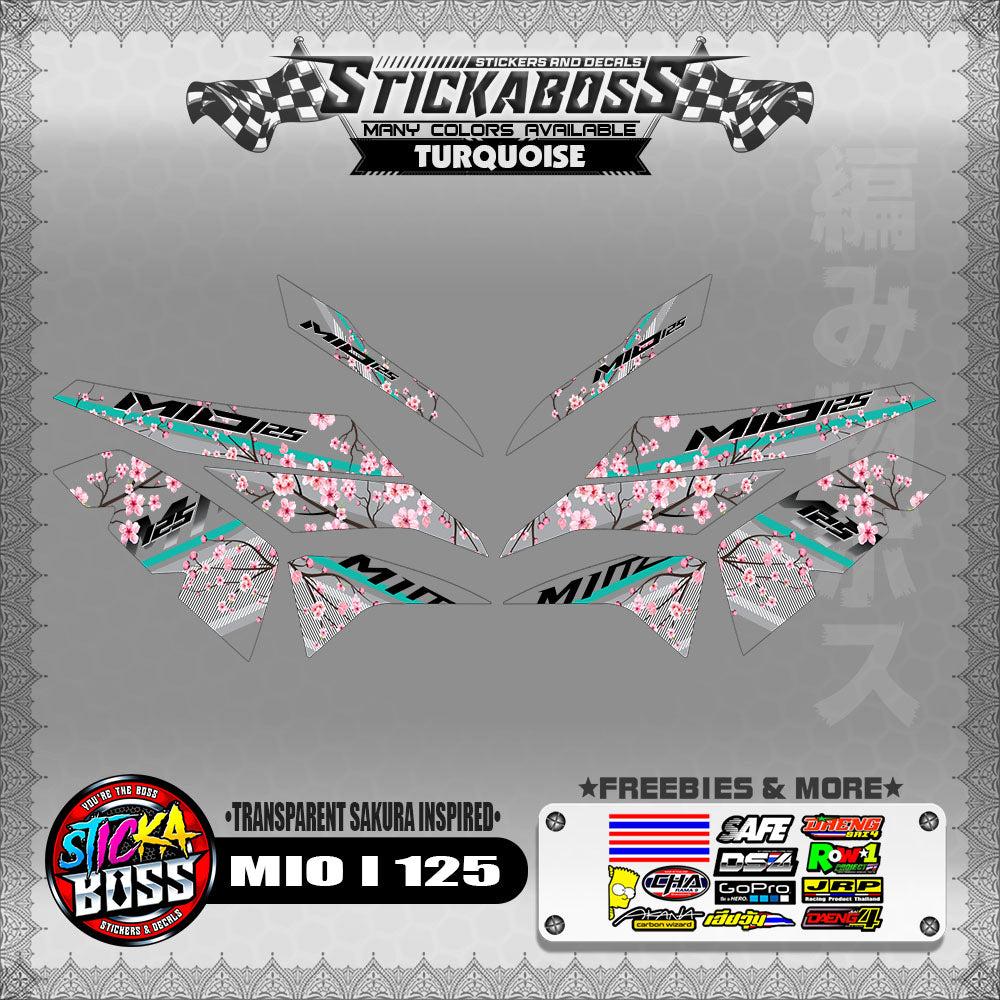 【PREMIUM UV PRINT】TRANSPARENT MIO I 125 STICKER DECALS ( SAKURA INSPIRED )【WITH FREEBIES】