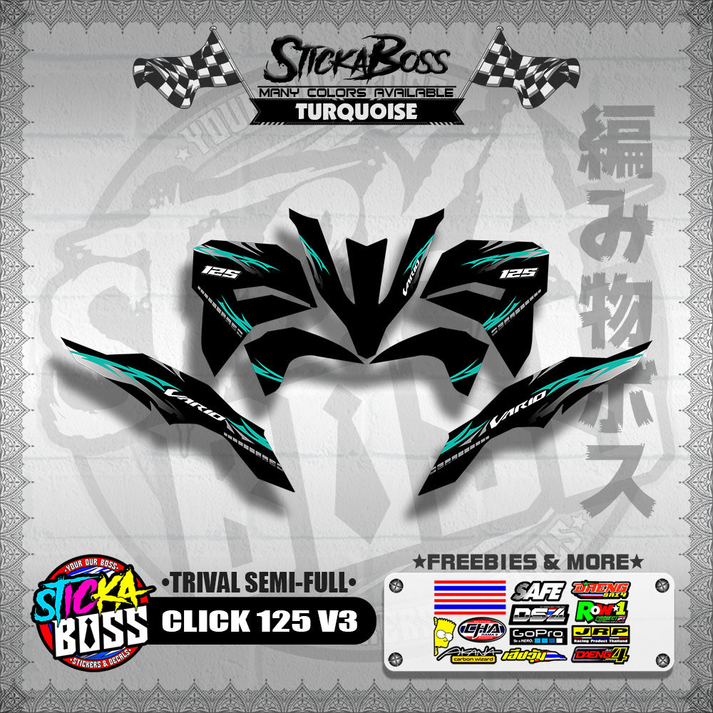 CLICK 125 V3 DECALS ( TRIVAL SEMI-FULL )【WITH FREEBIES】