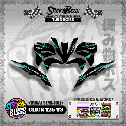 CLICK 125 V3 DECALS ( TRIVAL SEMI-FULL )【WITH FREEBIES】