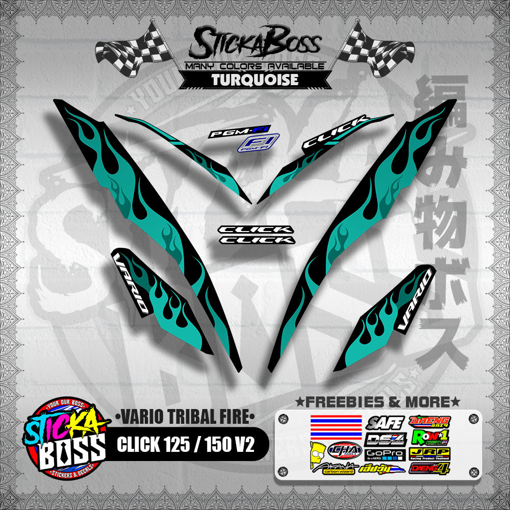 CLICK 125 / 150 V2 DECALS ( VARIO TRIBAL FIRE )【WITH FREEBIES】