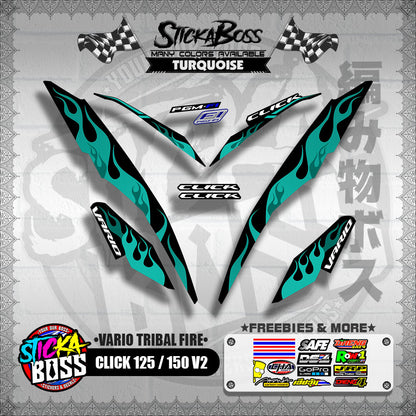 CLICK 125 / 150 V2 DECALS ( VARIO TRIBAL FIRE )【WITH FREEBIES】