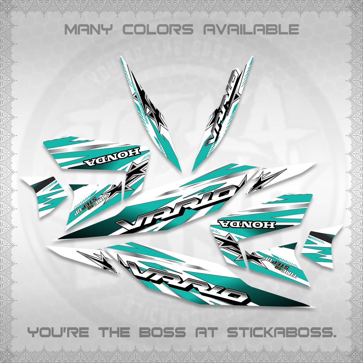 CLICK 125 V4 VARIO FOR WHITE DECALS (2026 BLACK STAR DESIGN) STICKER DECALS By STICKABOSS