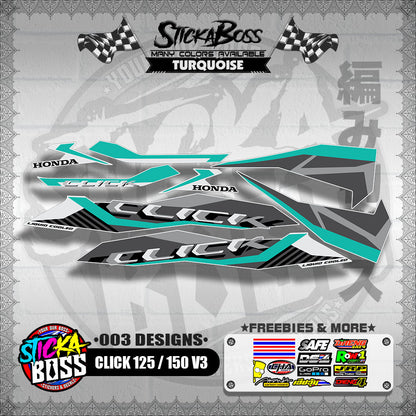 CLICK 125 / 150 V3 STOCK DECALS ( 003 DESIGNS )【WITH FREEBIES】