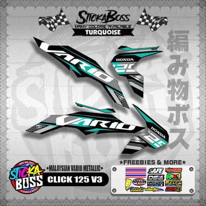 CLICK 125 V3 DECALS ( MALAYSIAN VARIO METALLIC )【WITH FREEBIES】