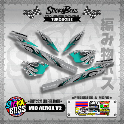 MIO AEROX V2 DECALS ( GREY 2024 LED FIRE MOTIF )【WITH FREEBIES】