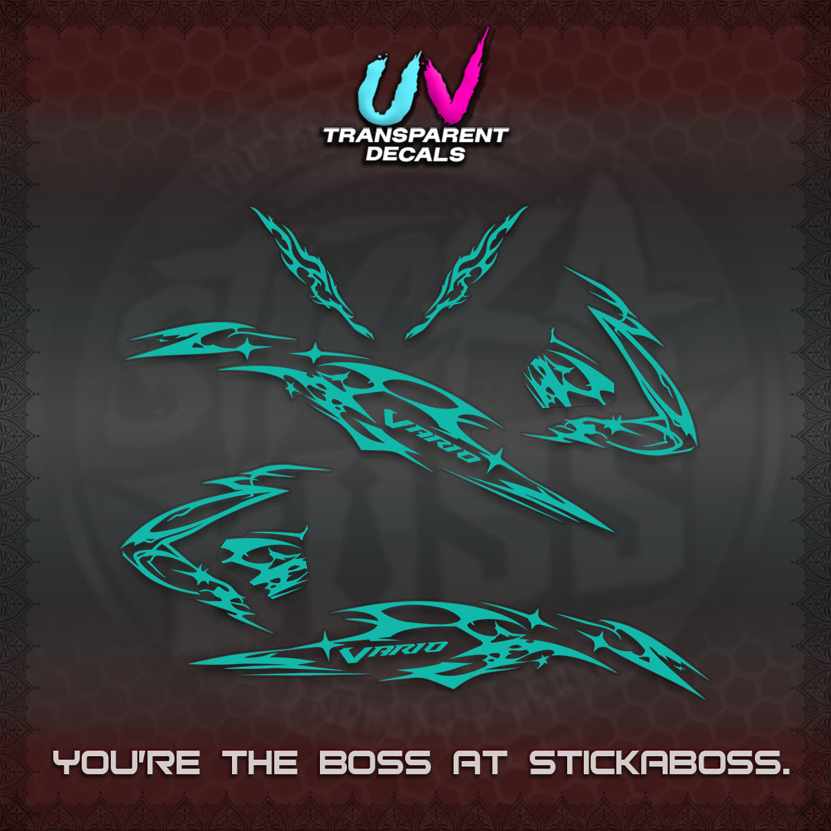 CLICK 125 V3 VARIO UV TRANSPARENT DECALS (2026 T1 LIGHTNING DESIGN) STICKER KITS BY STICKABOSS