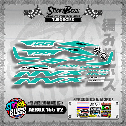 AEROX 155 V2 DECALS ( FOR WHITE NEW CONNECTED 2023 )【WITH FREEBIES】