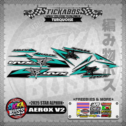 AEROX V2 INDO STICKER DECALS ( 2025 STAR ALPHON )【WITH FREEBIES】