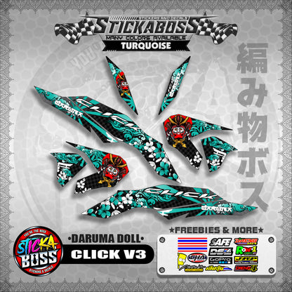 CLICK V3 STICKER DECALS ( DARUMA DOLL )【WITH FREEBIES】