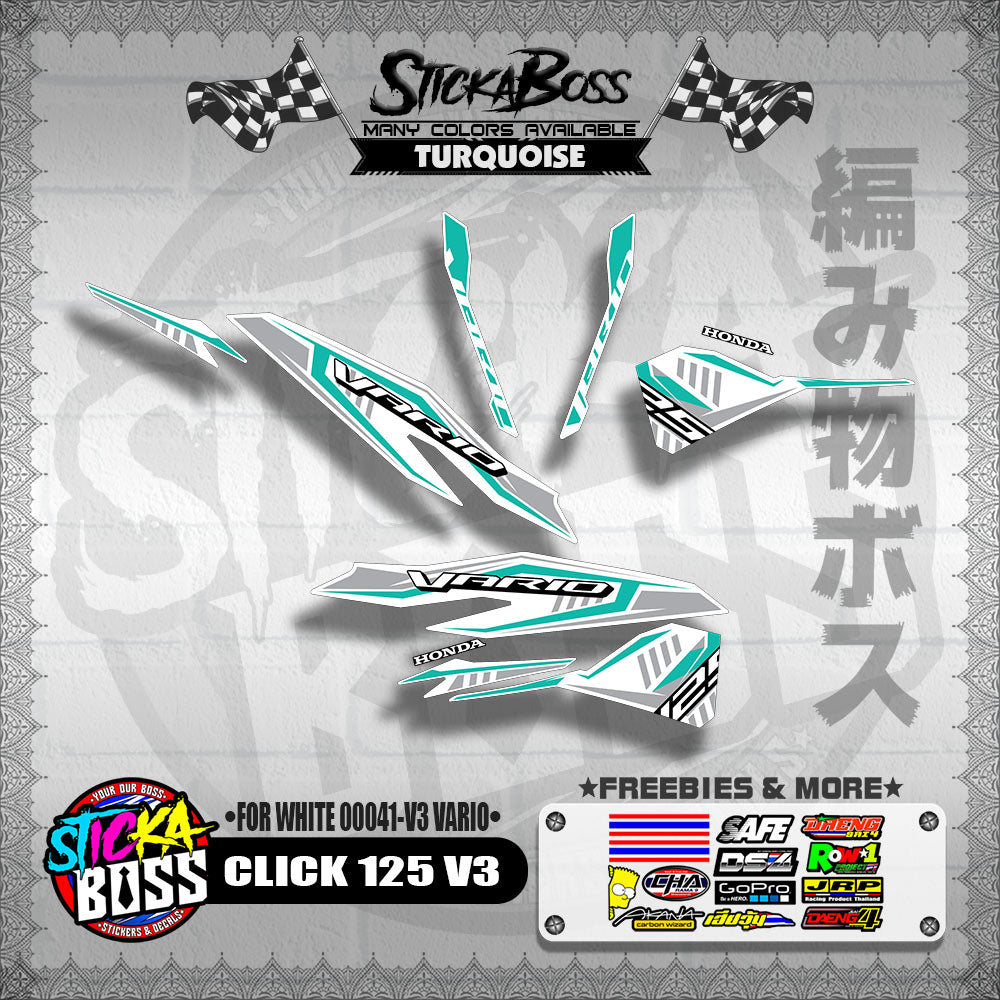 CLICK 125 V3 DECALS ( FOR WHITE 00041-V3 VARIO )【WITH FREEBIES】