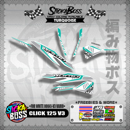 CLICK 125 V3 DECALS ( FOR WHITE 00041-V3 VARIO )【WITH FREEBIES】