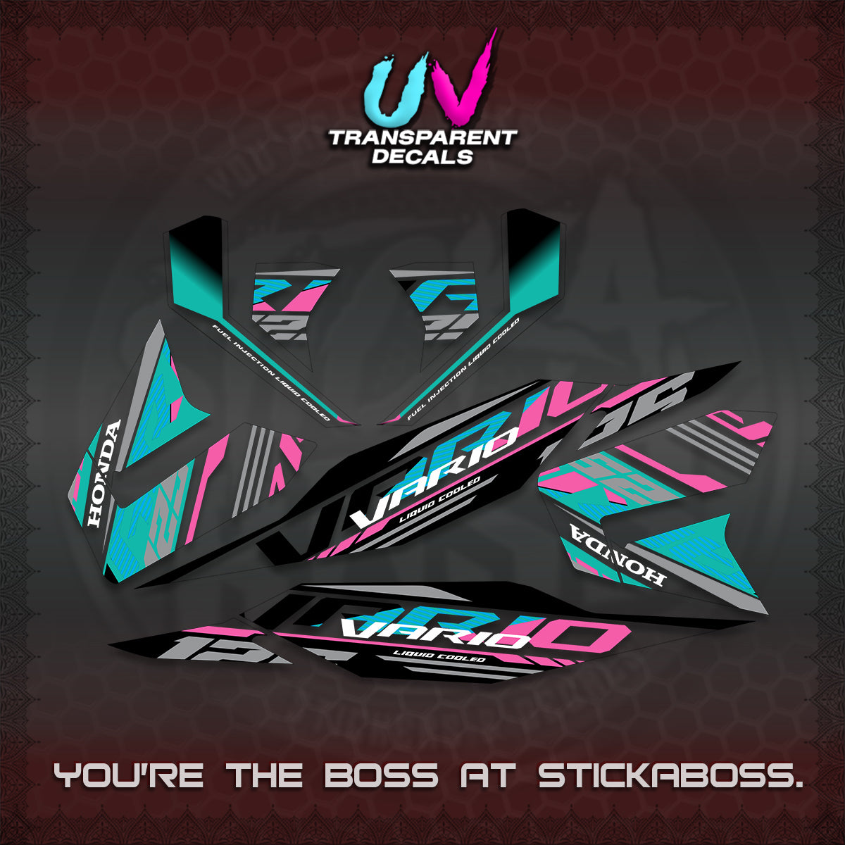 CLICK 125 V4 MALAY VARIO UV TRANSPARENT  DECALS (2026 VV12 DESIGN) STICKER KITS By STICKABOSS