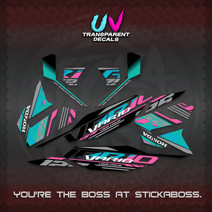 CLICK 125 V4 MALAY VARIO UV TRANSPARENT  DECALS (2026 VV12 DESIGN) STICKER KITS By STICKABOSS