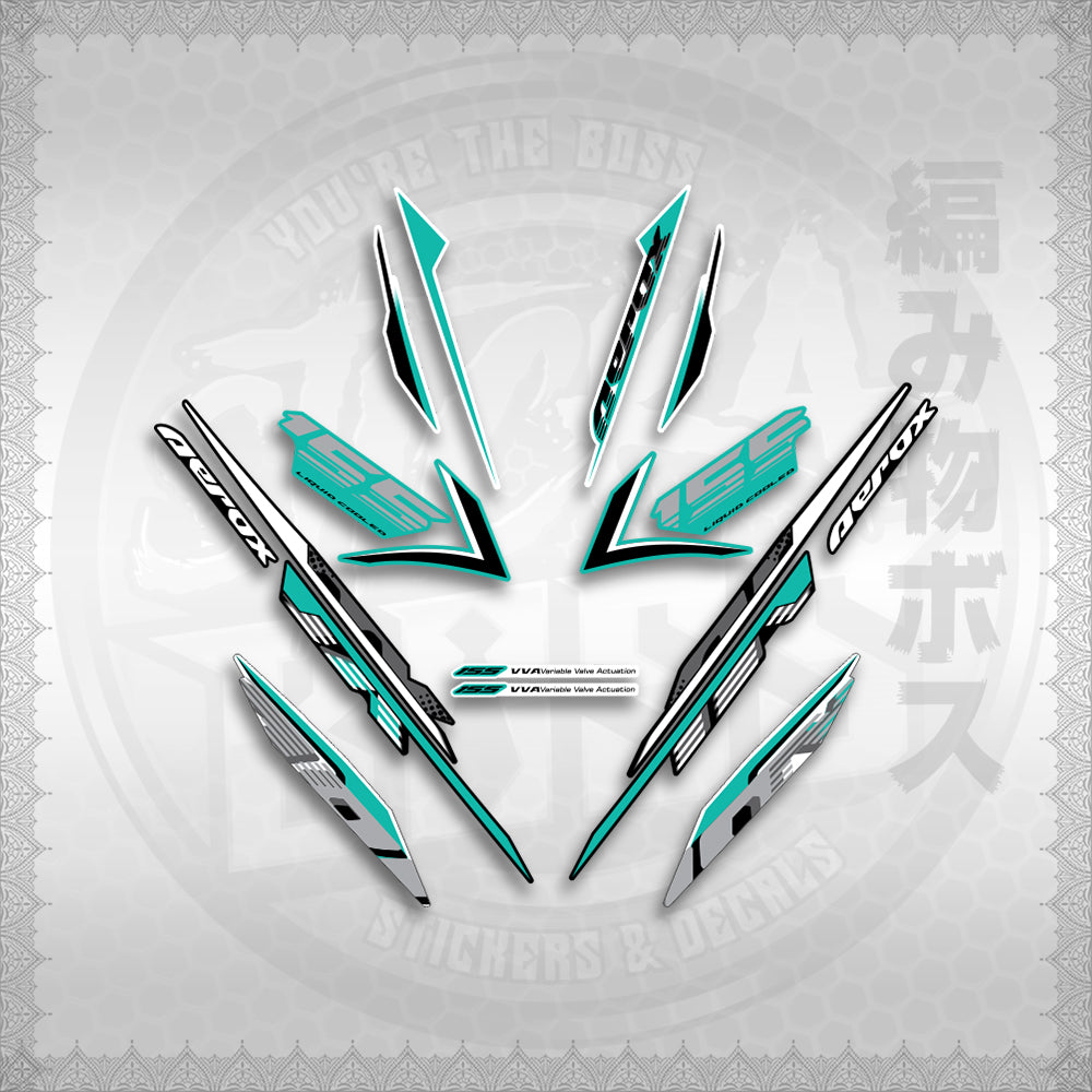 STICKER DECALS for AEROX 155 V2 (AV2NESPGR) By STICKABOSS (SOFIE LAMINATED WATERPROOF)