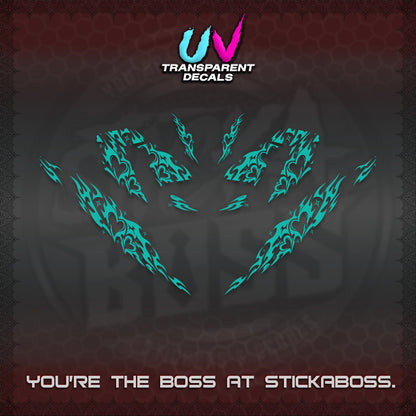 CLICK 125 V4 UV TRANSPARENT DECALS (2026 TRIBAL HEART DESIGN) STICKER KITS BY STICKABOSS