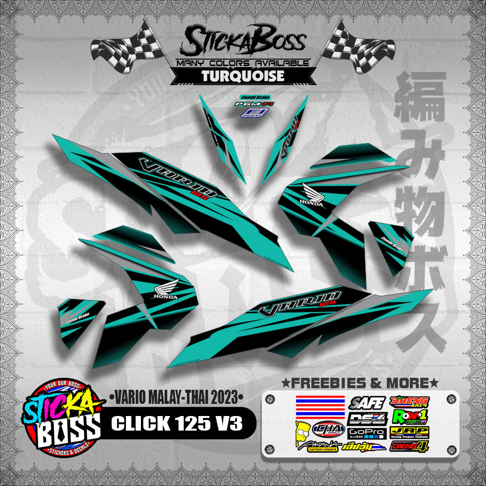 CLICK 125 V3 DECALS ( VARIO MALAY-THAI 2023 )【WITH FREEBIES】