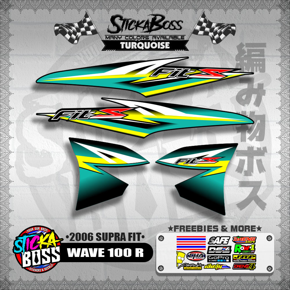 WAVE 100 R STOCK DECALS ( 2006 SUPRA FIT )【WITH FREEBIES】