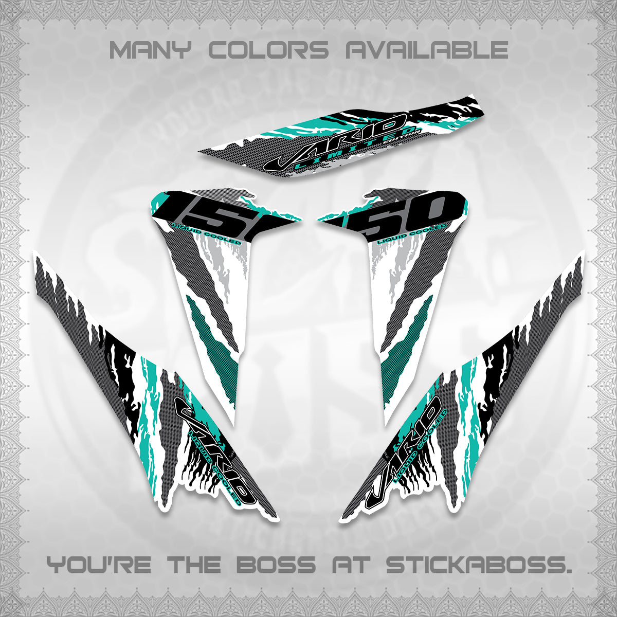 CLICK 150 V2 VARIO FOR WHITE DECALS (2022 SPECIAL SPLASH DESIGN) STICKER KITS BY STICKABOSS