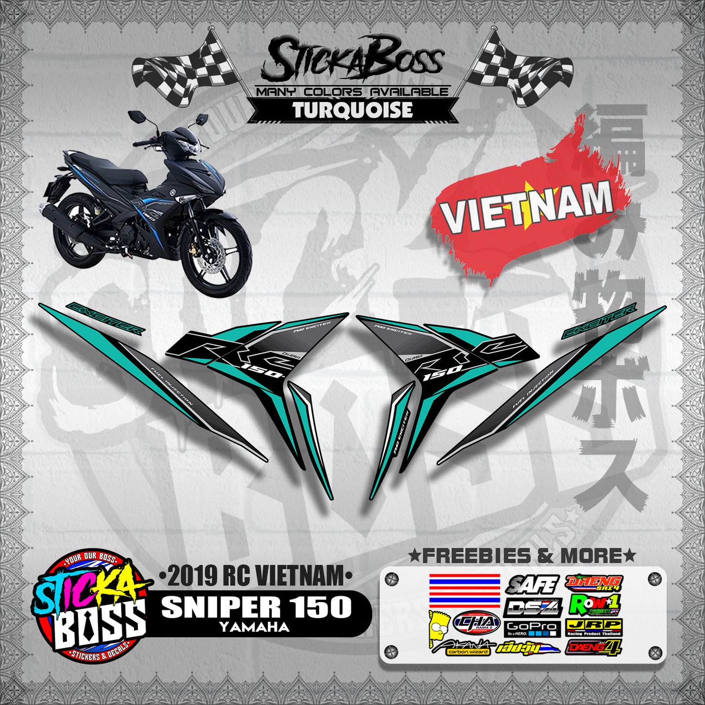 SNIPER 150 STOCK DECALS ( 2019 RC VIETNAM )【WITH FREEBIES】