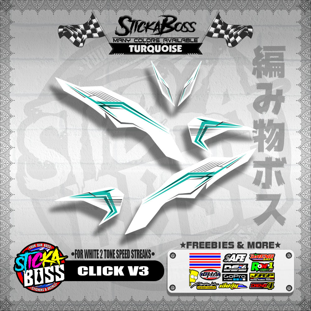 CLICK V3 DECALS ( FOR WHITE 2 TONE SPEED STREAKS )【WITH FREEBIES】