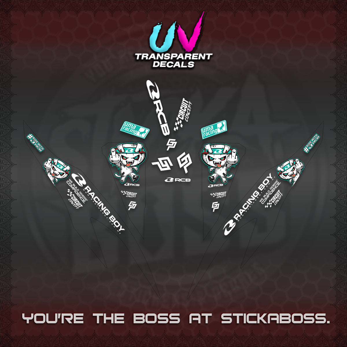 CLICK V2 UV TRANSPARENT DECALS (2026 RACE ZOMBIE DESIGN)STICKER DECALS By STICKABOSS