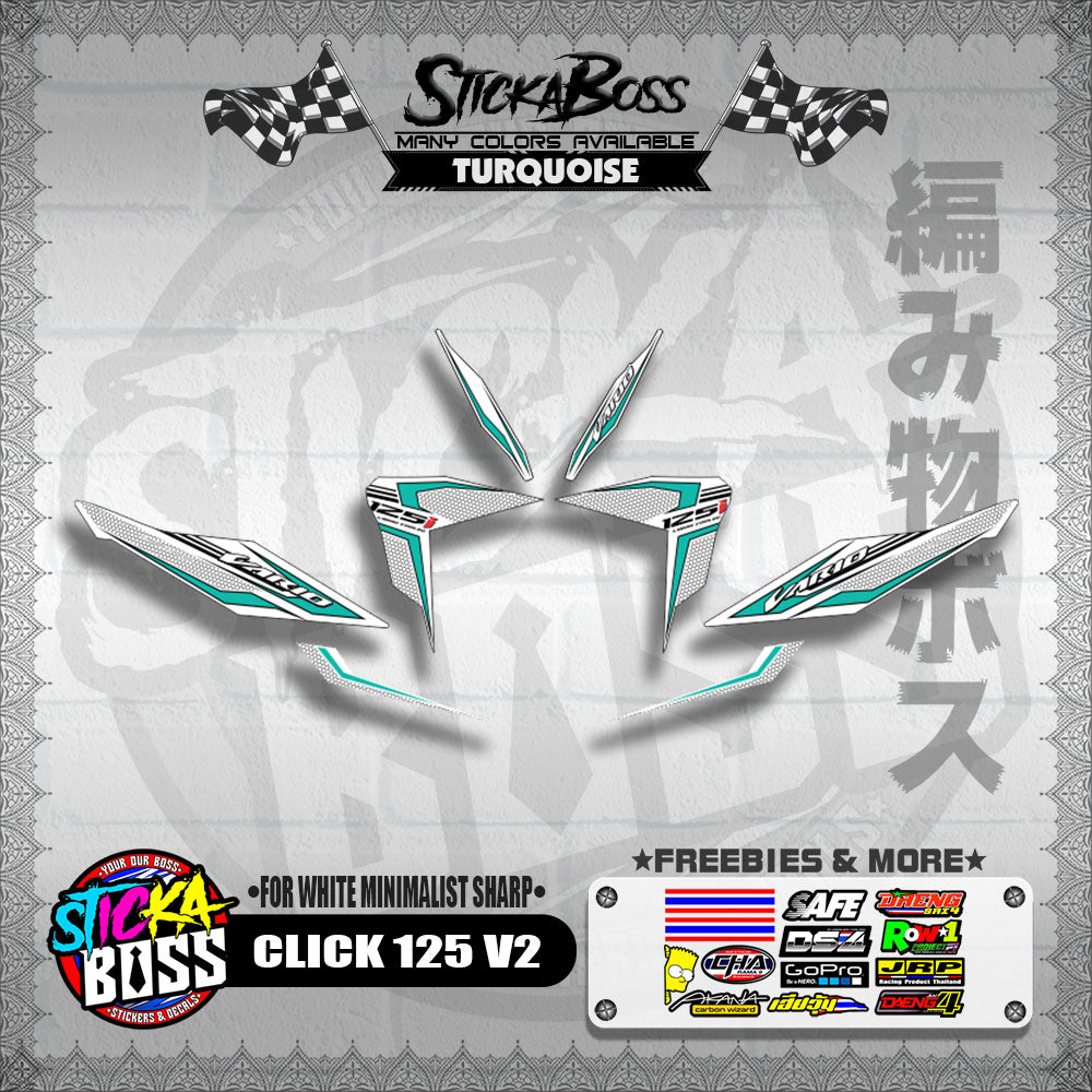 CLICK 125 V2 DECALS ( FOR WHITE MINIMALIST SHARP )【WITH FREEBIES】