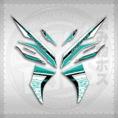 STICKER DECALS for AEROX V3 ALPHA TURBO INDO FOR WHITE (AV3NESTEDMA) By STICKABOSS (SOFIE LAMINATED WATERPROOF)