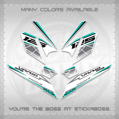 CLICK 125 V4 VARIO FOR WHITE DECALS (2026 MODERN STRIPE DESIGN) STICKER KITS BY STICKABOSS