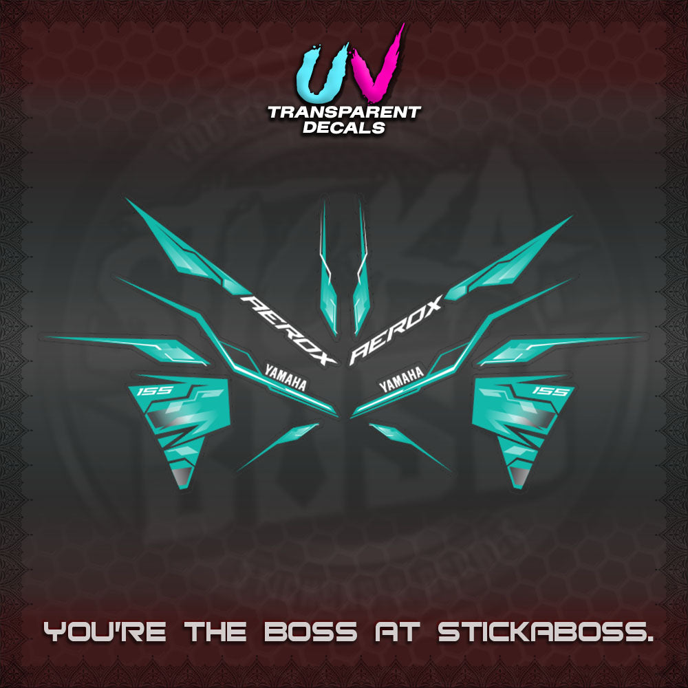 【PREMIUM UV PRINT】TRANSPARENT AEROX  V3 INDO DECALS(ALPHA TURBO 0001)STICKER DECALS By STICKABOSS