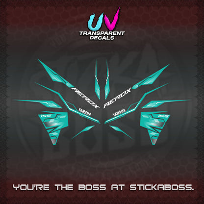 【PREMIUM UV PRINT】TRANSPARENT AEROX  V3 INDO DECALS(ALPHA TURBO 0001)STICKER DECALS By STICKABOSS