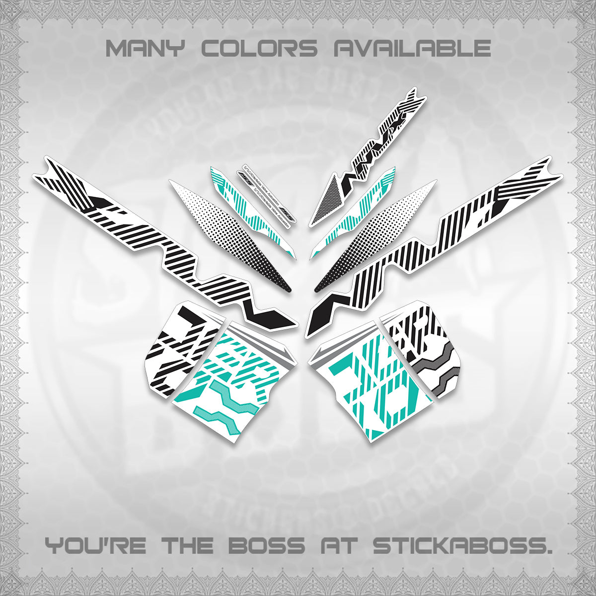 AEROX V2 NVX FOR WHITE DECALS (2024 NEW 001 DESIGN) STICKER DECALS By STICKABOSS