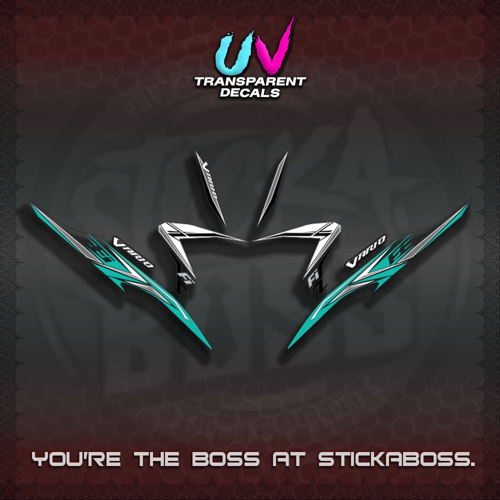 【PREMIUM UV PRINT】TRANSPARENT CLICK V2  VARIO DECALS(2026 CUSTOM 001 DESIGN)By STICKABOSS