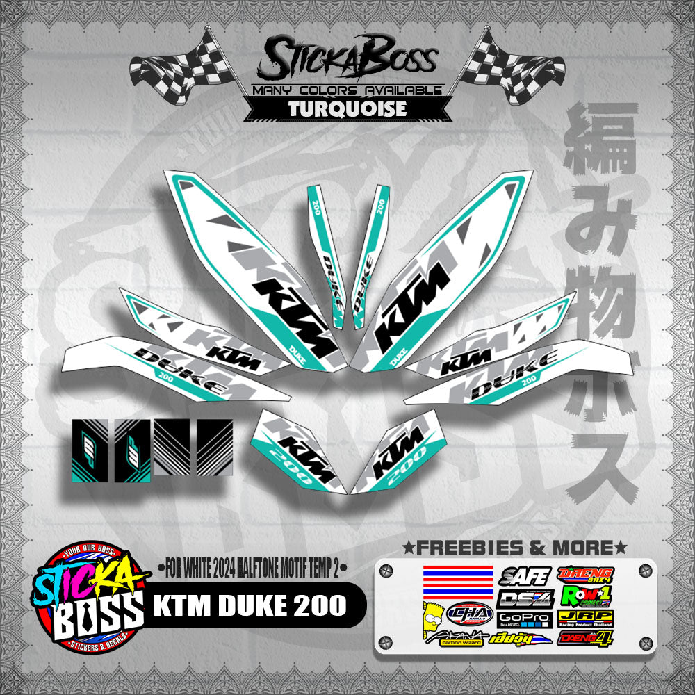 KTM DUKE 200 STICKER DECALS ( FOR WHITE 2024 HALFTONE MOTIF TEMP 2 )【WITH FREEBIES】