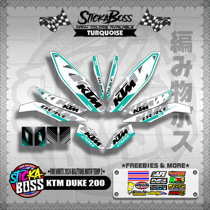 KTM DUKE 200 STICKER DECALS ( FOR WHITE 2024 HALFTONE MOTIF TEMP 2 )【WITH FREEBIES】