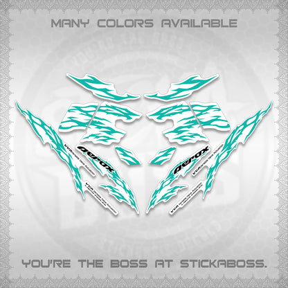 AEROX 155 V2 FOR WHITE DECALS (2026 TRIBAL LIGHTNING DESIGN) STICKER KITS BY STICKABOSS