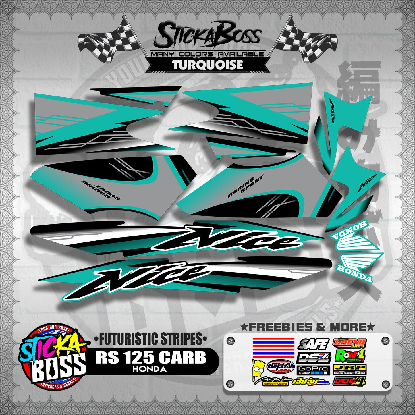 RS 125 THAI DECALS ( FUTURISTIC STRIPES )【WITH FREEBIES】