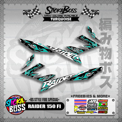 RAIDER 150 FI DECALS ( US STYLE FIRE SPECIAL )【WITH FREEBIES】