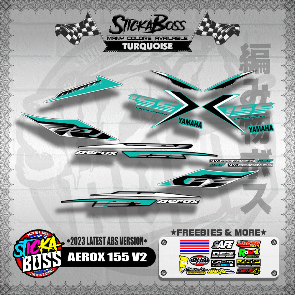 AEROX 155 V2 DECALS ( 2023 LATEST ABS VERSION ) [ PREMIUM GLOSSY LAMINATED ]【WITH FREEBIES】
