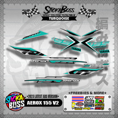 AEROX 155 V2 DECALS ( 2023 LATEST ABS VERSION ) [ PREMIUM GLOSSY LAMINATED ]【WITH FREEBIES】