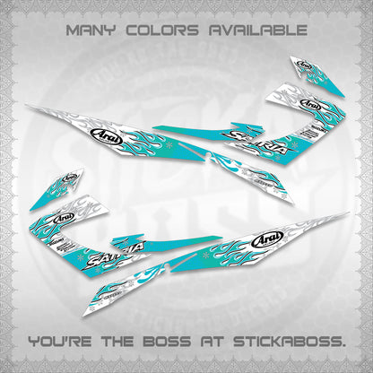 RAIDER 150 CARB SATRIA  FOR WHITE DECALS (ARAI API NEW TERBARU MOTIF)STICKER DECALS By STICKABOSS