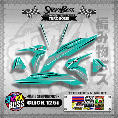 CLICK 125i V3 STOCK DECALS ( VARIO STRIPING 2023 )【WITH FREEBIES】
