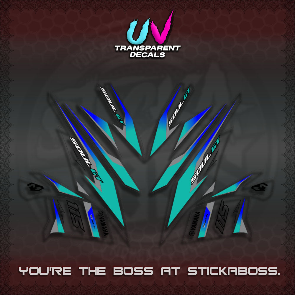 MIO SOUL I 115 GT INDO UV TRANSPARENT DECALS(0003 DESIGN)STICKER DECALS By STICKABOSS