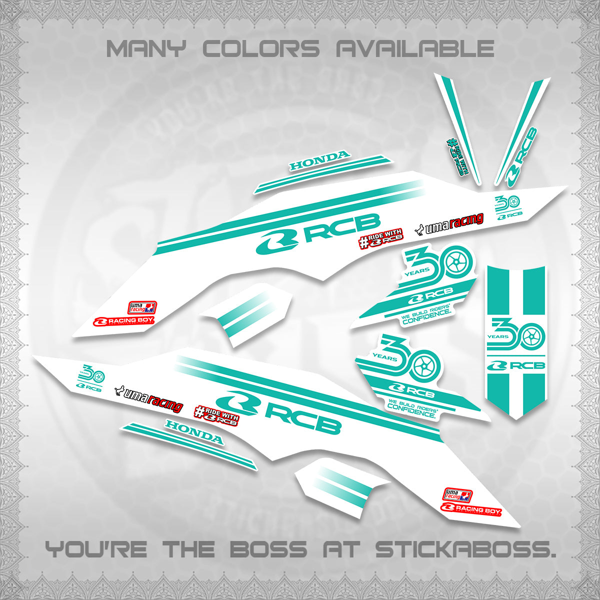 CLICK 125 V3 FOR WHITE DECALS (2026 30TH ANNIVERSARY RACING DESIGN)STICKER DECALS By STICKABOSS