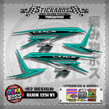 CLICK 125I V1 STOCK DECALS ( 02 DESIGN )【WITH FREEBIES】