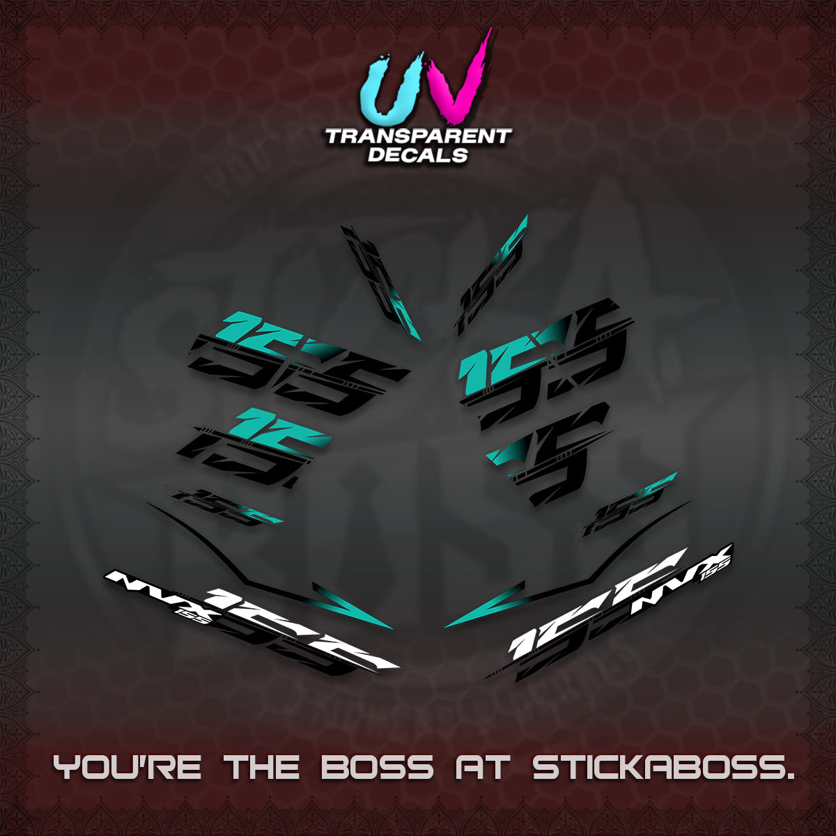 AEROX 155 V2 UV TRANSPARENT DECALS (2026 NVX VIETNAM) STICKER KITS BY STICKABOSS
